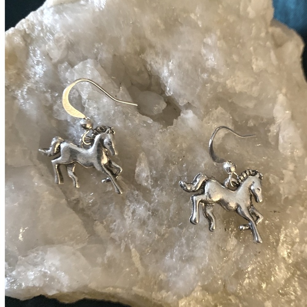 Sterling Silver Boho Mustang Horse Earrings- Gift Equestrian Jewelry Western-New